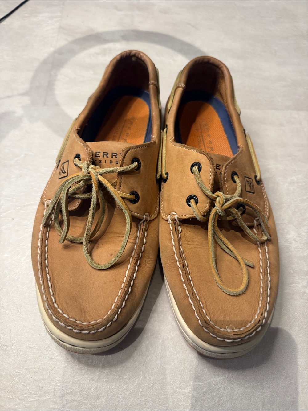 Sperry Topsider Leather Boat Shoes Tan | Men’s 9.5 | 2-Eye Casual Deck Shoes